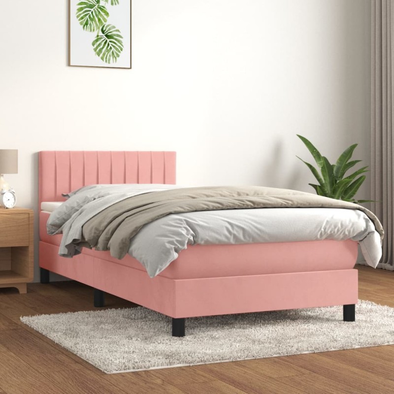 Boxspringbett mit Matratze Rosa 80x200 cm Samt