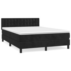 Boxspringbett mit Matratze Schwarz 140x190 cm Samt