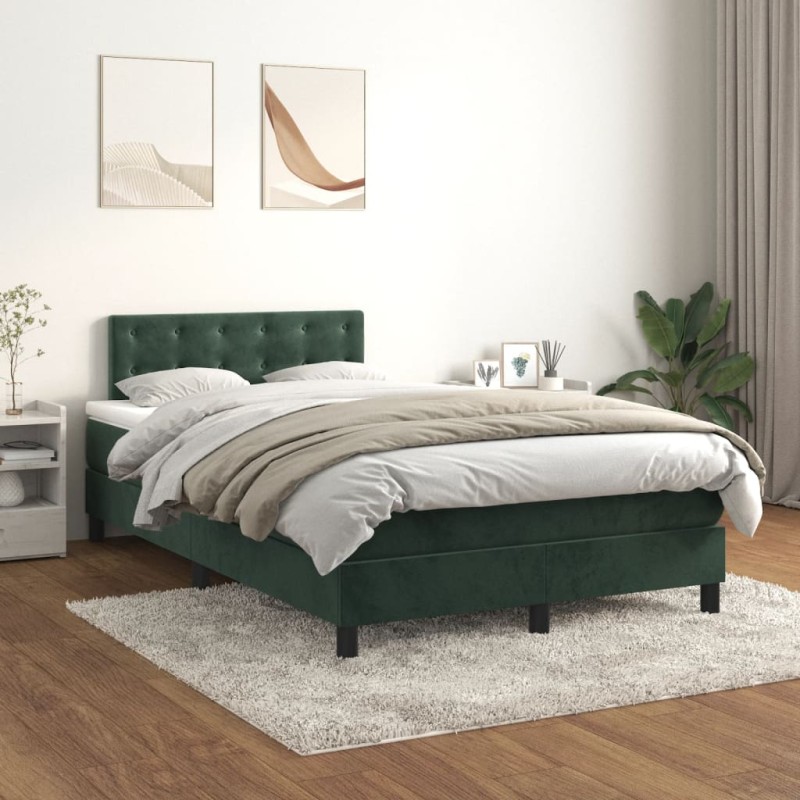 Boxspringbett mit Matratze Dunkelgrün 120x200 cm Samt