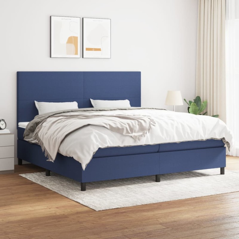 Boxspringbett mit Matratze Blau 200x200 cm Stoff