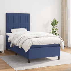 Boxspringbett mit Matratze Blau 90x190 cm Stoff