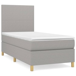 Boxspringbett mit Matratze Hellgrau 90x190 cm Stoff