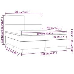 Boxspringbett mit Matratze Dunkelgrau 180x200 cm Stoff