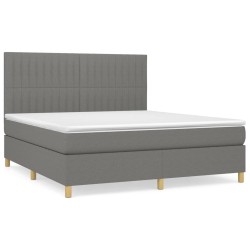 Boxspringbett mit Matratze Dunkelgrau 180x200 cm Stoff