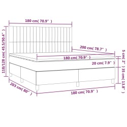 Boxspringbett mit Matratze Dunkelgrau 180x200 cm Stoff