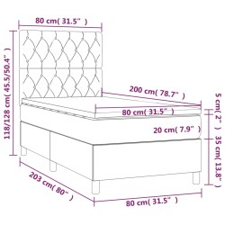 Boxspringbett mit Matratze Blau 80x200 cm Stoff