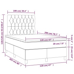 Boxspringbett mit Matratze Hellgrau 120x200 cm Stoff