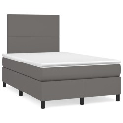 Boxspringbett mit Matratze Grau 120x200 cm Kunstleder