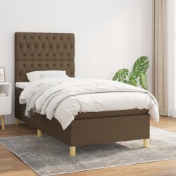 Boxspringbett mit Matratze Dunkelbraun 100x200 cm Stoff