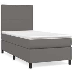 Boxspringbett mit Matratze Grau 90x190 cm Kunstleder