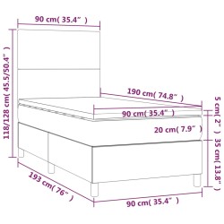 Boxspringbett mit Matratze Grau 90x190 cm Kunstleder