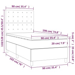 Boxspringbett mit Matratze Schwarz 90x190 cm Stoff