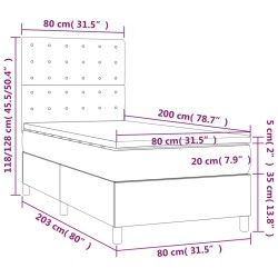 Boxspringbett mit Matratze Grau 80x200 cm Kunstleder