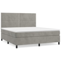 Boxspringbett mit Matratze Hellgrau 180x200 cm Samt