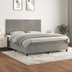 Boxspringbett mit Matratze Hellgrau 180x200 cm Samt