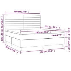 Boxspringbett mit Matratze Hellgrau 180x200 cm Samt