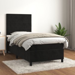 Boxspringbett mit Matratze Schwarz 90x190 cm Samt