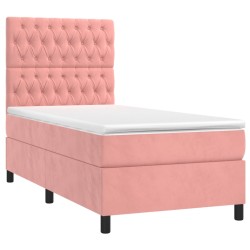 Boxspringbett mit Matratze Rosa 100x200 cm Samt