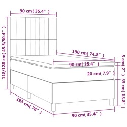 Boxspringbett mit Matratze Dunkelblau 90x190 cm Samt