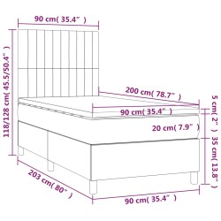 Boxspringbett mit Matratze Dunkelblau 90x200 cm Samt