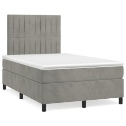 Boxspringbett mit Matratze Hellgrau 120x200 cm Samt