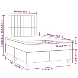 Boxspringbett mit Matratze Hellgrau 120x200 cm Samt