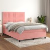 Boxspringbett mit Matratze Rosa 140x190 cm Samt