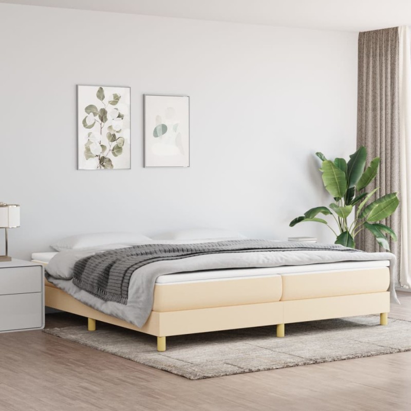 Boxspringbett mit Matratze Creme 200x200 cm Stoff