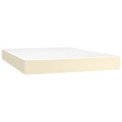 Boxspringbett mit Matratze Creme 140x190 cm Kunstleder