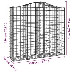 Gabionen mit Hochbogen 4 Stk. 200x50x180/200cm Verzinktes Eisen