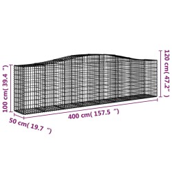 Gabionen mit Hochbogen 25 Stk 400x50x100/120cm Verzinktes Eisen