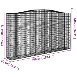 Gabionen mit Hochbogen 3 Stk. 400x50x220/240cm Verzinktes Eisen