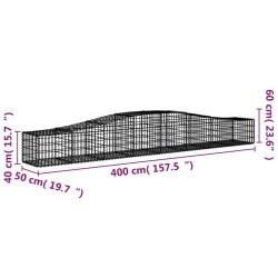 Gabionen mit Hochbogen 4 Stk. 400x50x40/60cm Verzinktes Eisen