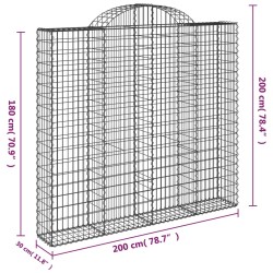 Gabionen mit Hochbogen 9 Stk. 200x30x180/200cm Verzinktes Eisen