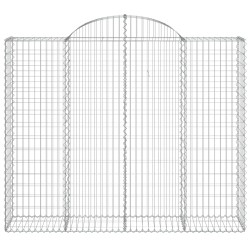 Gabionen mit Hochbogen 11Stk. 200x50x160/180cm Verzinktes Eisen