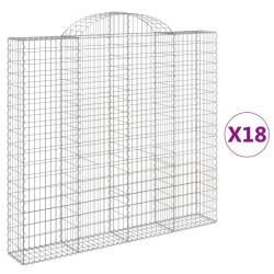 Gabionen mit Hochbogen 18Stk. 200x30x180/200cm Verzinktes Eisen