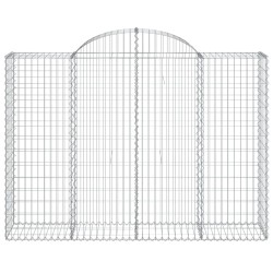 Gabionen mit Hochbogen 13Stk. 200x50x140/160cm Verzinktes Eisen