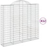 Gabionen mit Hochbogen 12Stk. 200x50x180/200cm Verzinktes Eisen