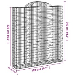 Gabionen mit Hochbogen 5 Stk. 200x50x220/240cm Verzinktes Eisen