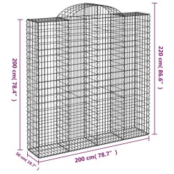 Gabionen mit Hochbogen 14Stk. 200x50x200/220cm Verzinktes Eisen