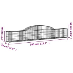 Gabionen mit Hochbogen 10 Stk. 300x30x40/60 cm Verzinktes Eisen