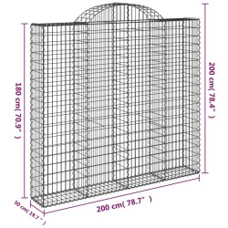 Gabionen mit Hochbogen 7 Stk. 200x50x180/200cm Verzinktes Eisen