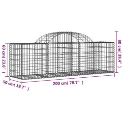 Gabionen mit Hochbogen 12 Stk. 200x50x60/80 cm Verzinktes Eisen