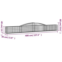 Gabionen mit Hochbogen 10 Stk. 400x30x40/60 cm Verzinktes Eisen