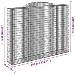 Gabionen mit Hochbogen 7 Stk. 300x50x220/240cm Verzinktes Eisen