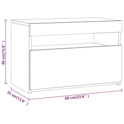 Nachttisch mit LED-Leuchten Braun Eichen-Optik 60x35x40 cm