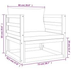 7-tlg. Garten-Lounge-Set mit Hellgrauen Kissen Massivholz