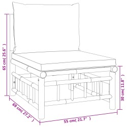 4-tlg. Garten-Lounge-Set mit Grünen Kissen Bambus