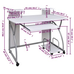 Computertisch Weiß 110x52x88,5 cm Holzwerkstoff