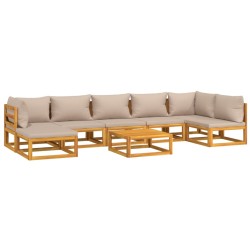 8-tlg. Garten-Lounge-Set mit Taupe Kissen Massivholz